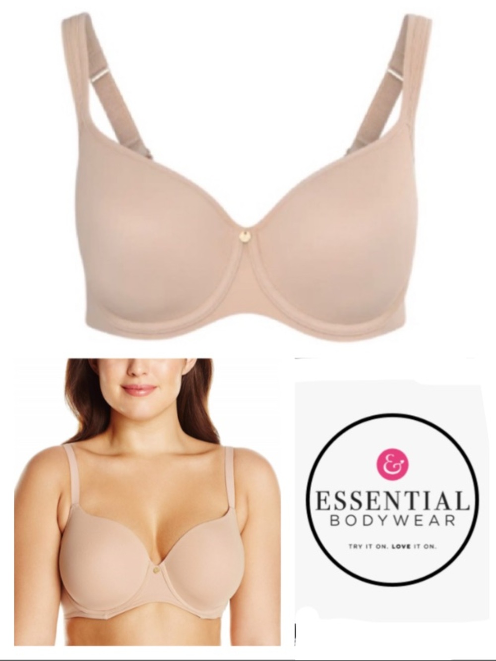 NEW!  Essential Bodywear Abbie Everyday T-Shirt Bra in buff/nude (32G)